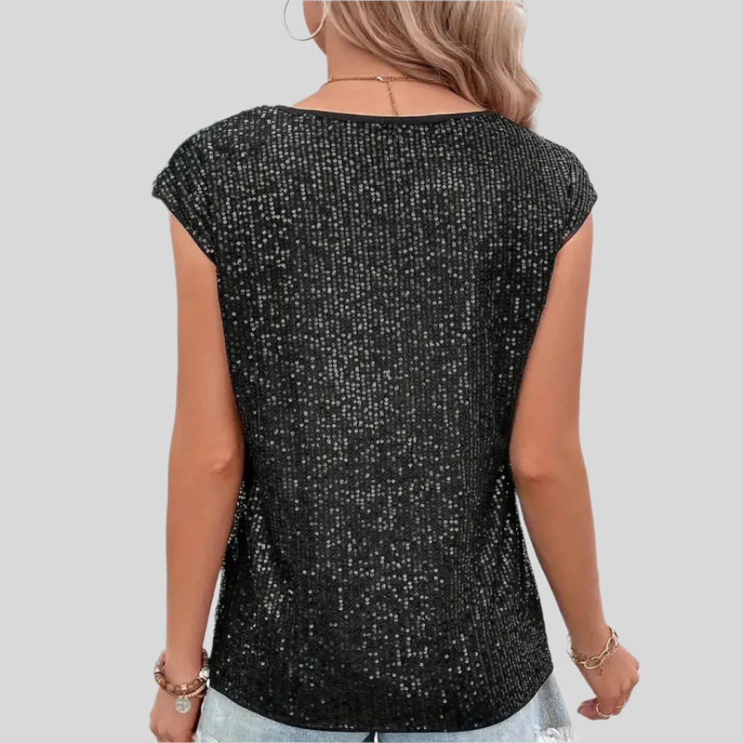 Glitzernde Paillettenbluse | Ärmellos