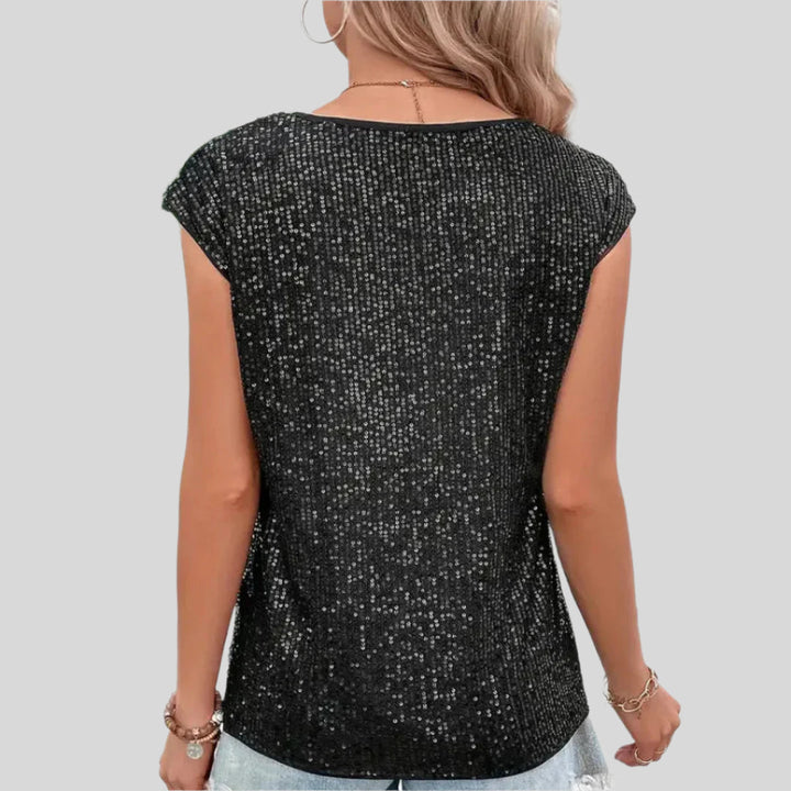 Glitzernde Paillettenbluse | Ärmellos