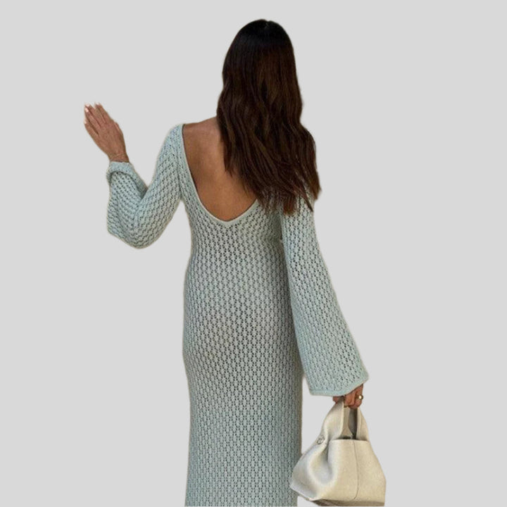 Eugenie | Damen Tiefer V-Ausschnitt Durchsichtiges Kleid | Lang