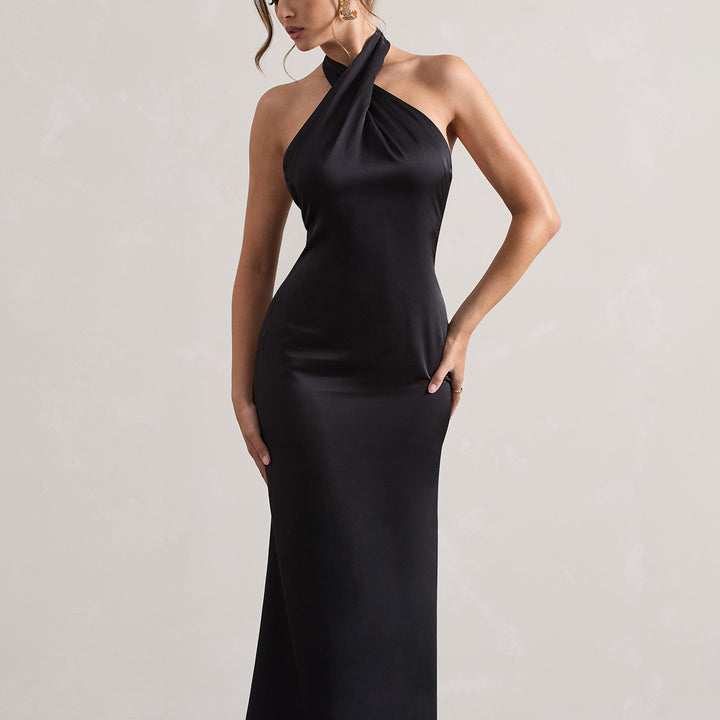 Ärmelloses Neckholder-Kleid | Lang
