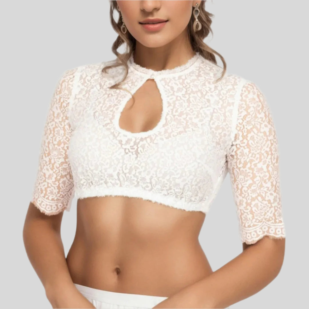 Elegante Oktoberfest-Dirndlbluse | Weiß