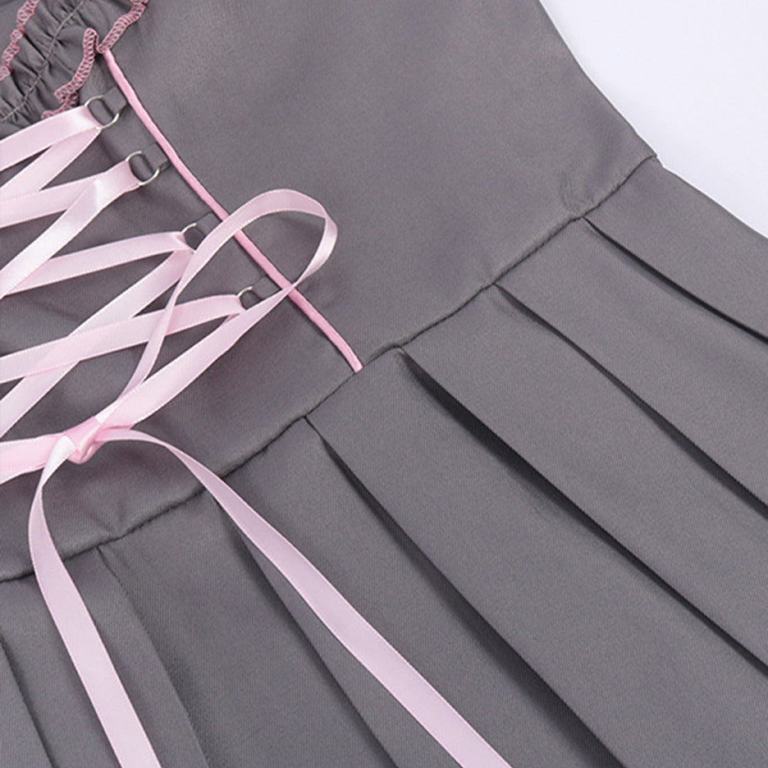 Oktoberfest-Dirndl in Grau und Rosa | Midi