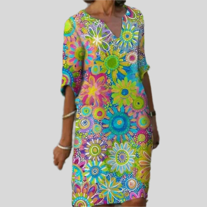 Elviera | Damen Kurzarm Sommerkleid | Midi