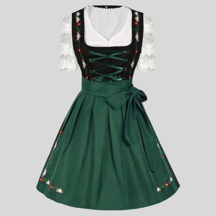 Kurzarmliges Oktoberfest-Dirndl-Midikleid | Grün