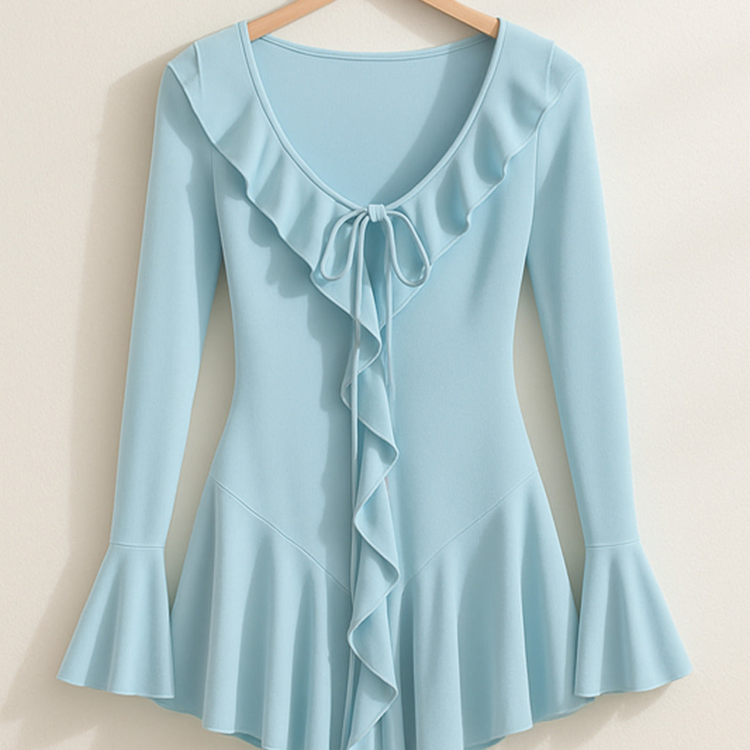Elegantes Minikleid mit Rüschen | Trompetenärmel