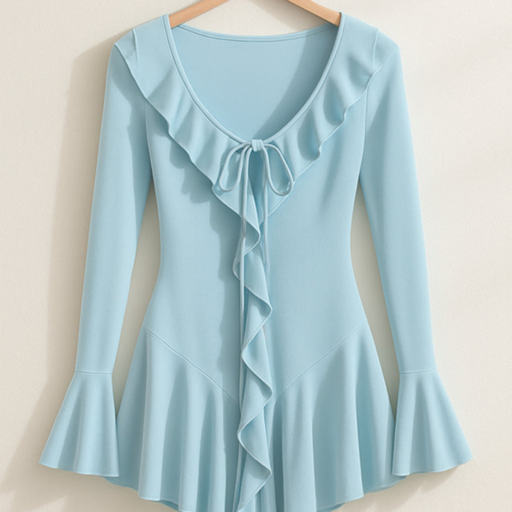 Elegantes Minikleid mit Rüschen | Trompetenärmel