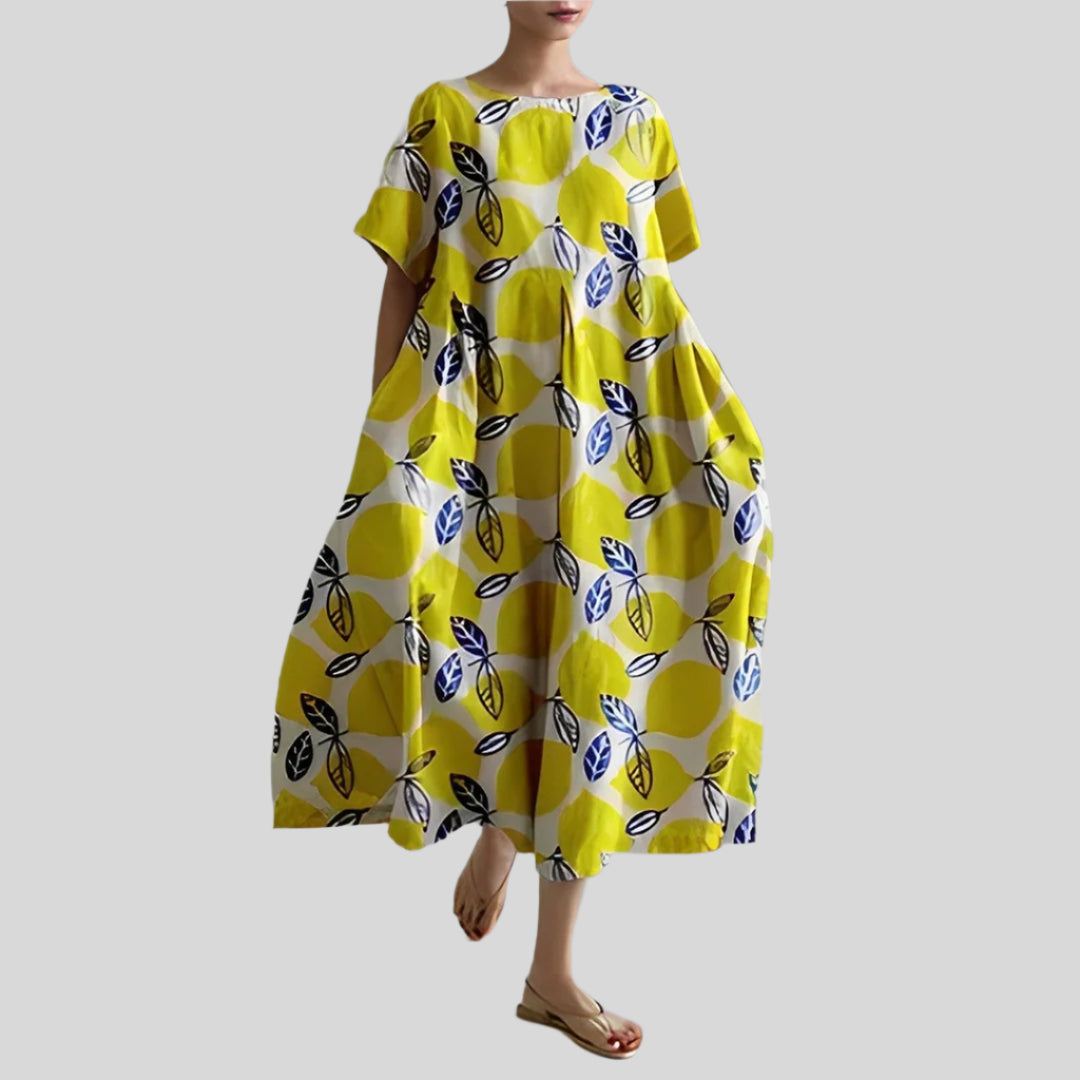 Locker Bedrucktes Kleid | Midi