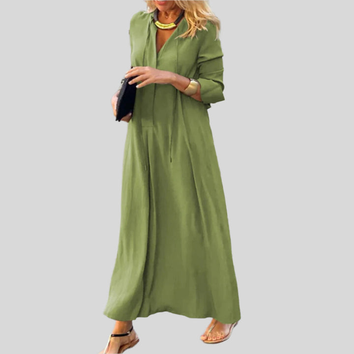 Bequemes V Neck Kleid | Maxi