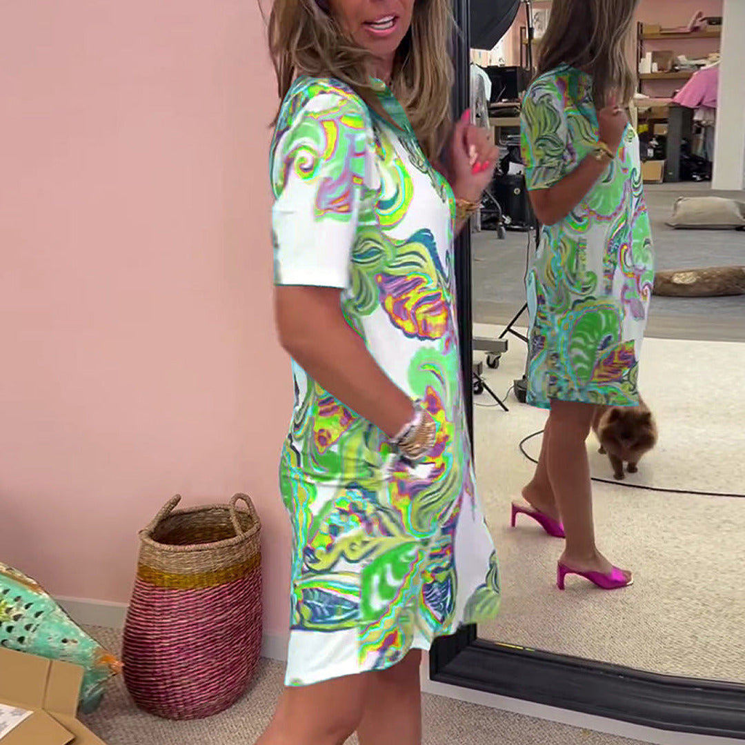 Lässiges Bedrucktes Sommerkleid | Mini