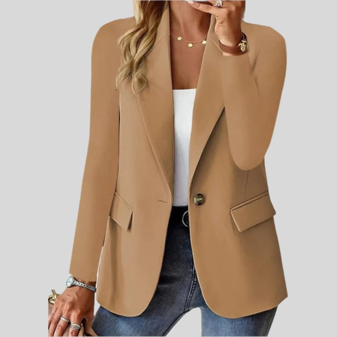 Oksana | Damen Lässiger Schmaler Taschenblazer | Langarm