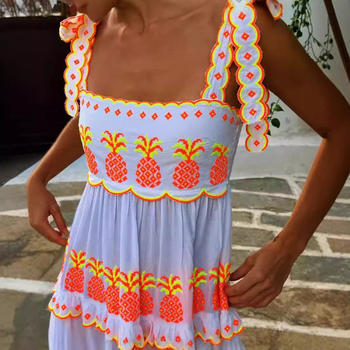 Langes Besticktes Bohemian Kleid | Maxi
