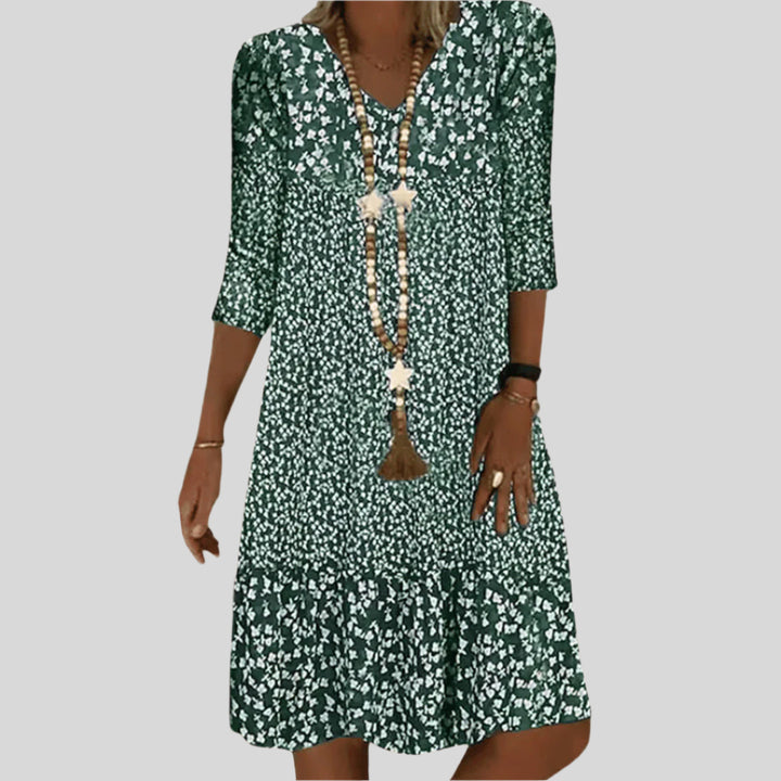 Carina | Damen Elegantes V-Ausschnitt Kleid | Midi