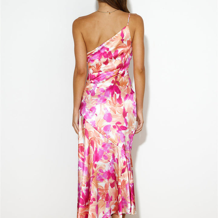 Elegantes Asymmetrisches Kleid mit Blumenmuster | Midi