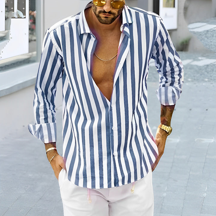 Arkadi | Herren Gestreiftes Sommerhemd | Langarm