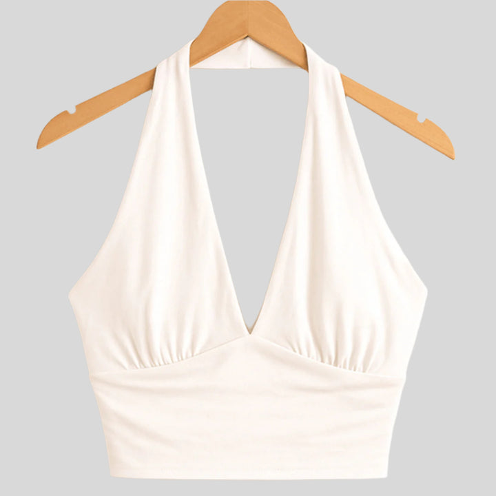 Neckholder-Crop-Top mit V-Ausschnitt | Ärmellos