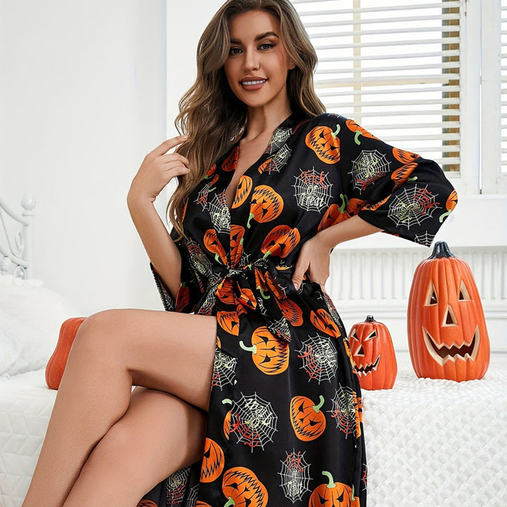 Robe mit Kürbismuster | Halloween-Kostüm