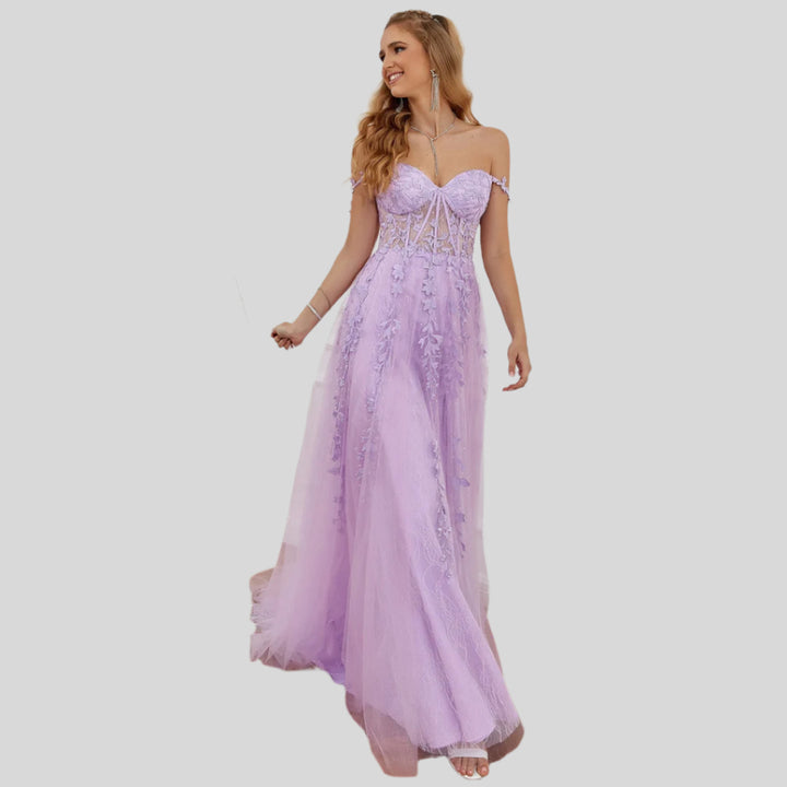 Odelis | Damen Stilvolles Schulterfreies Kleid | Maxi