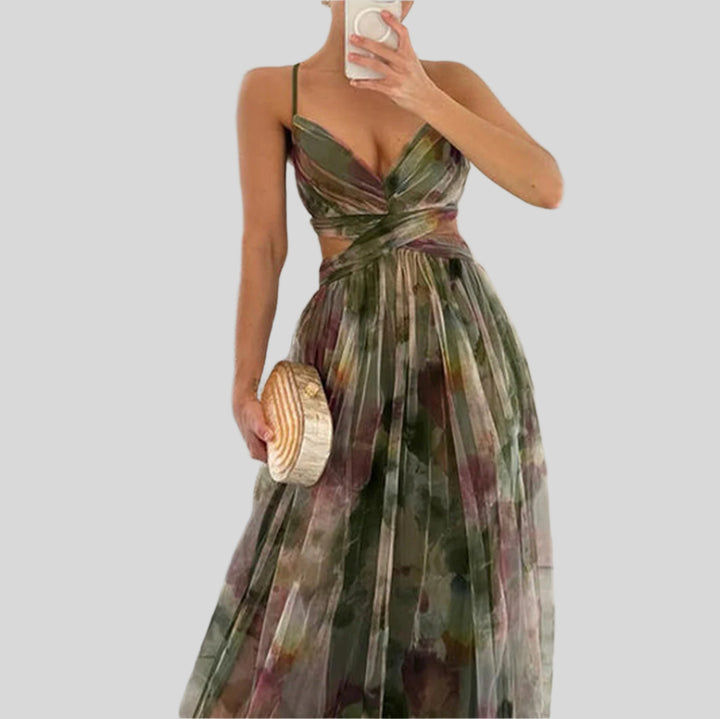 Ärmelloses Tief Ausgeschnittenes Maxikleid | V-Ausschnitt