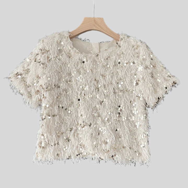 Bridget | Damen Luxuriöse Pailletten T Shirt | Stilvolle