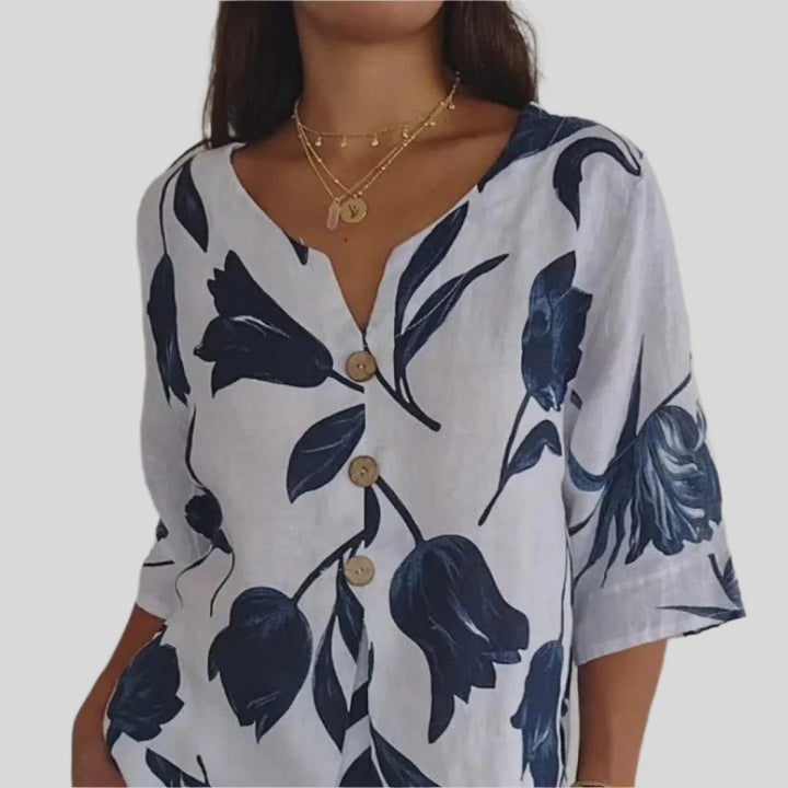 Margit | Damen V-Ausschnitt Sommer Shirt | Leicht