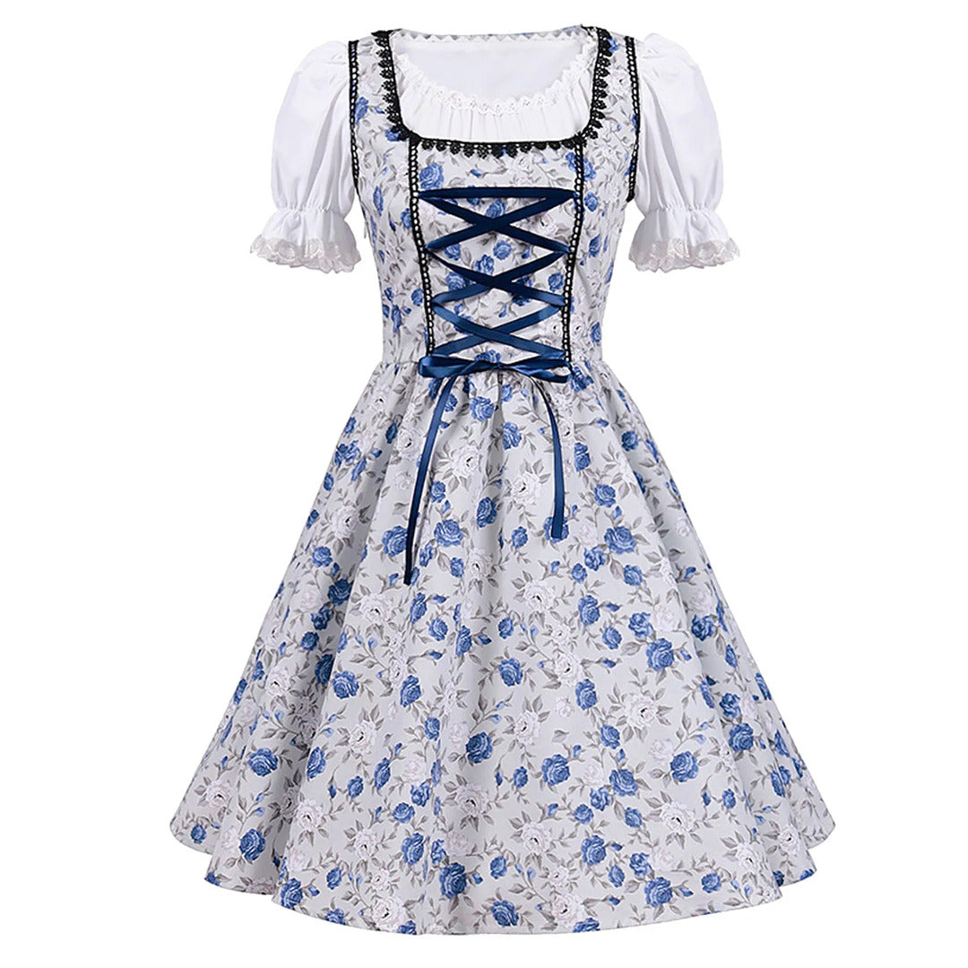 Elegantes Oktoberfest Dirndl Kleid in Blau | Midi