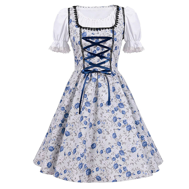 Elegantes Oktoberfest Dirndl Kleid in Blau | Midi