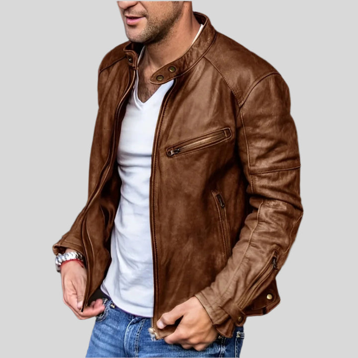 Herren Bikerjacke Mit Langen Ärmeln | Reißverschluss