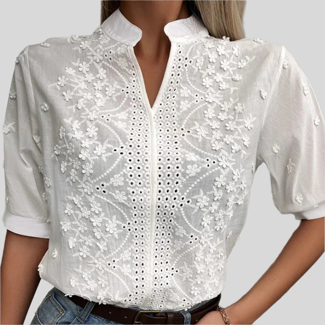 Elegantes Top Mit V-Ausschnitt | Kurzarm