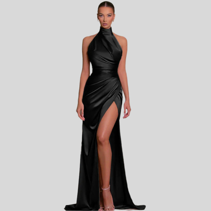 Neckholder-Kleid mit Hohem Schlitz | Maxi