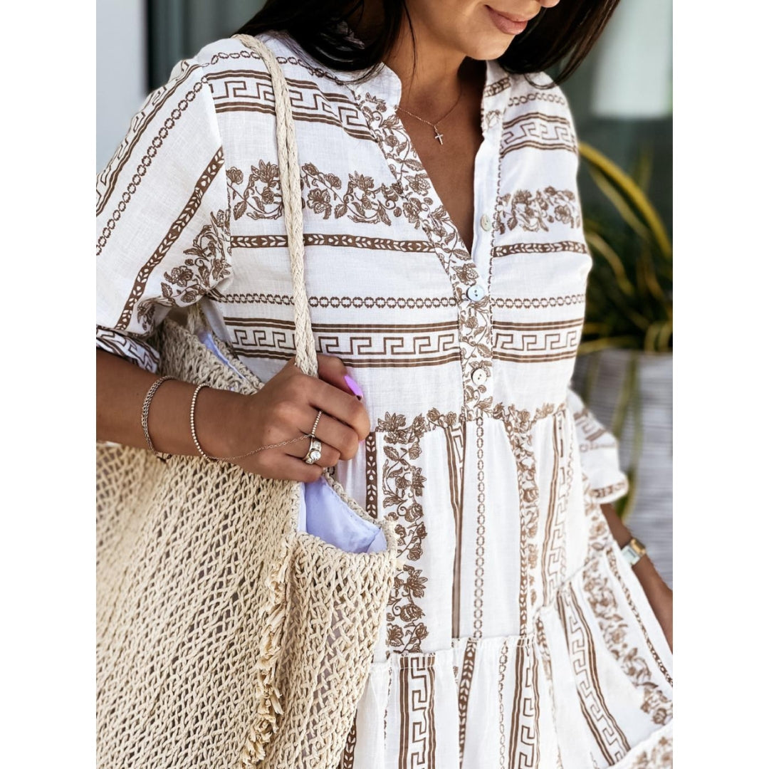 Estelene | Damen Modernes Sommerkleid Mit kurzen Ärmeln | Midi