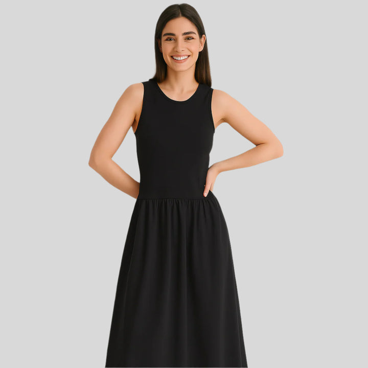 Ärmelloses Midikleid | Rundhalsausschnitt