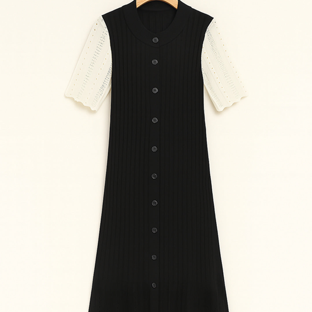 Strick-Maxikleid mit Knopfleiste | Sommer