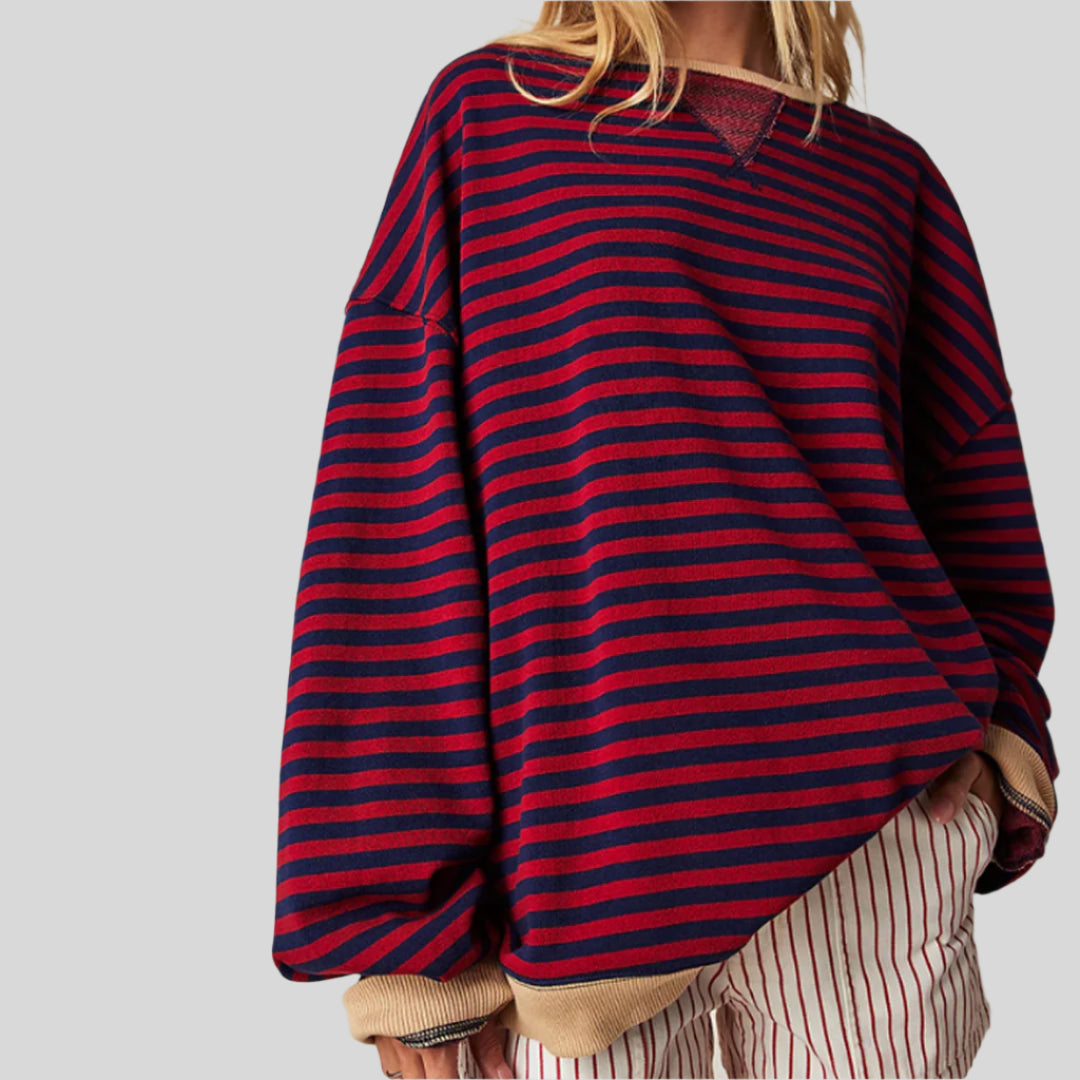 Zeitloser Gestreifter Pullover | Übergroß