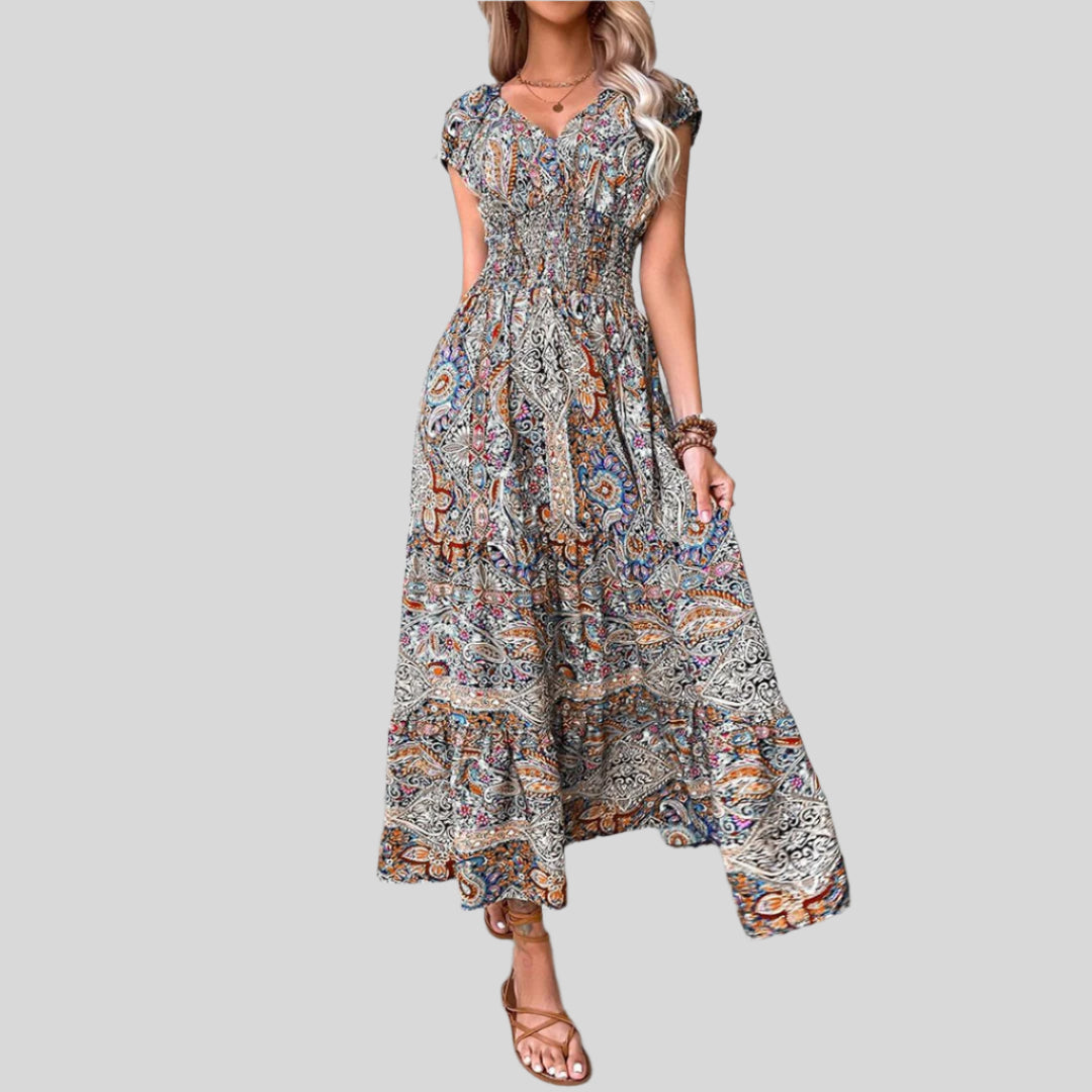 Bohemian Bedrucktes Ibiza-Kleid | Maxi