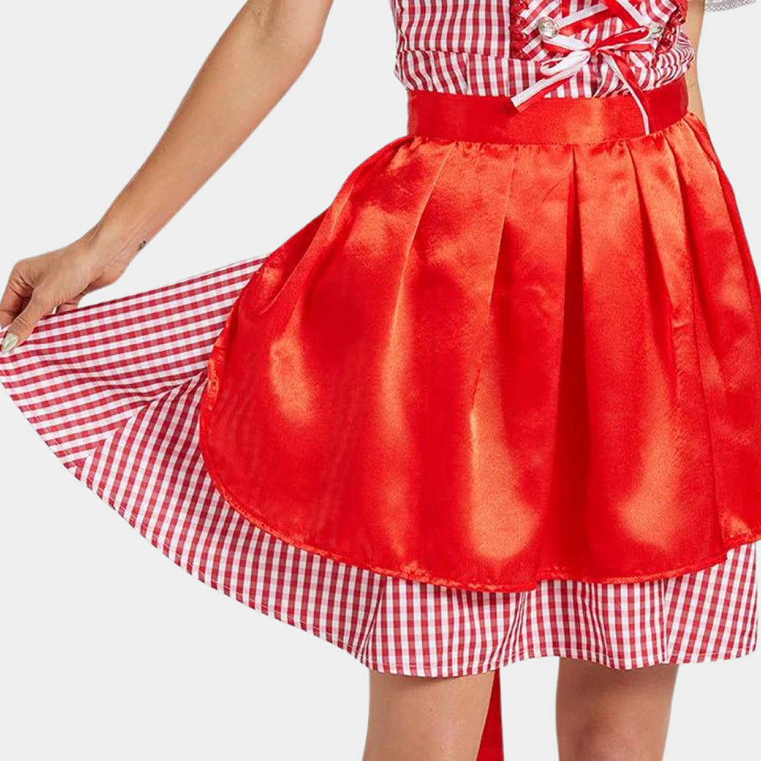 Elegantes rotes Oktoberfest-Dirndlkleid | Mini