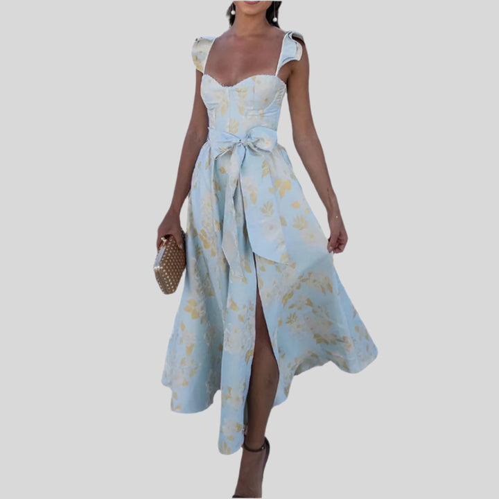 Ärmelloses Damenkleid mit Hohem Schlitz | Midi