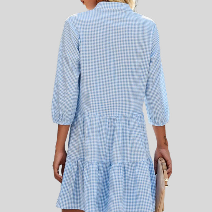 Kariertes Fließendes Kleid | Midi