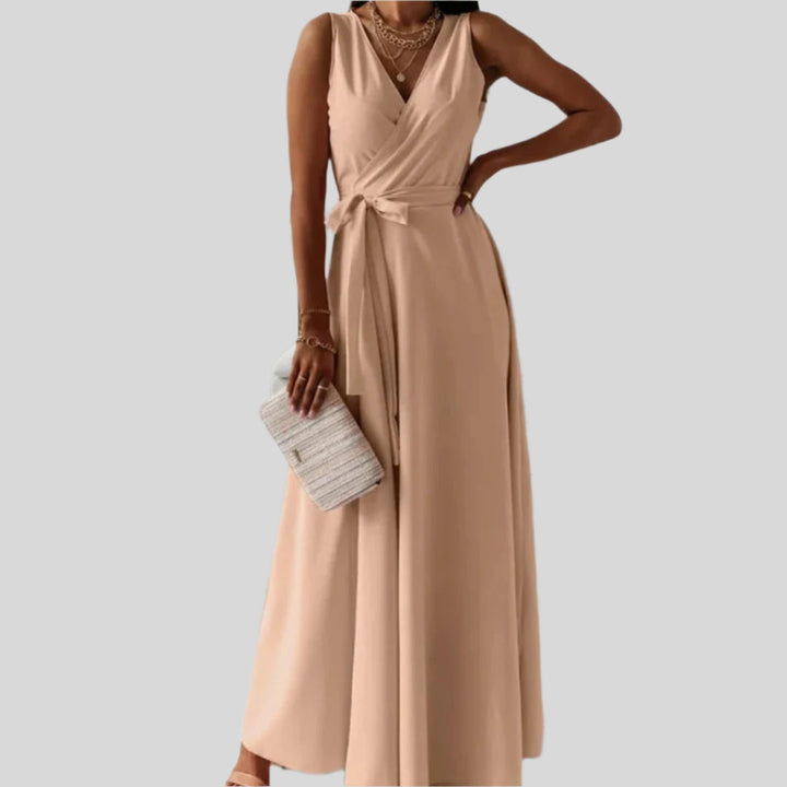 Elegantes Ärmellos Wickelkleid | Maxi