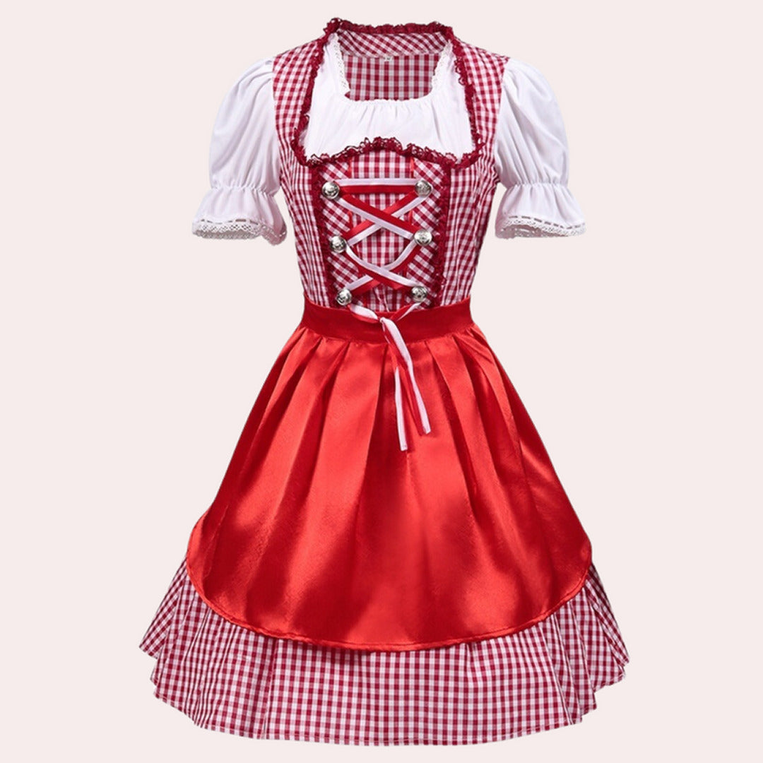 Elegantes rotes Oktoberfest-Dirndlkleid | Mini