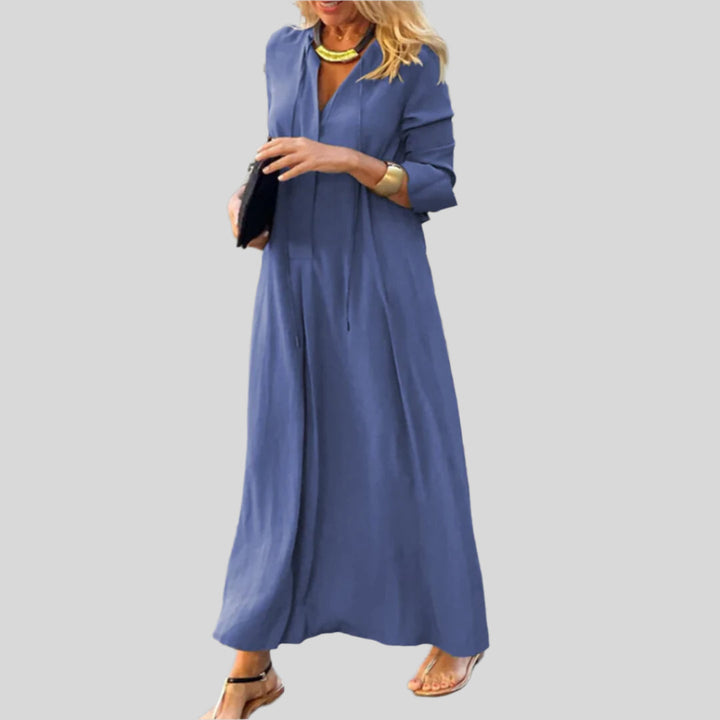 Bequemes V Neck Kleid | Maxi