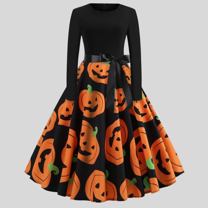 Gothic Karikatur Halloween Kleid mit langen Ärmeln | Mini
