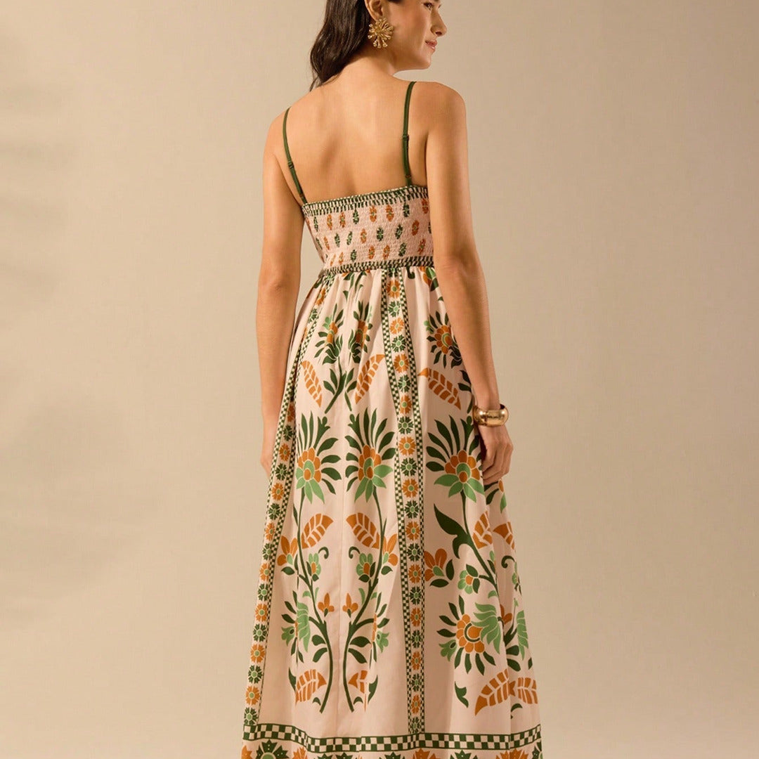 Elegantes Ärmelloses Bedrucktes Kleid | Maxi