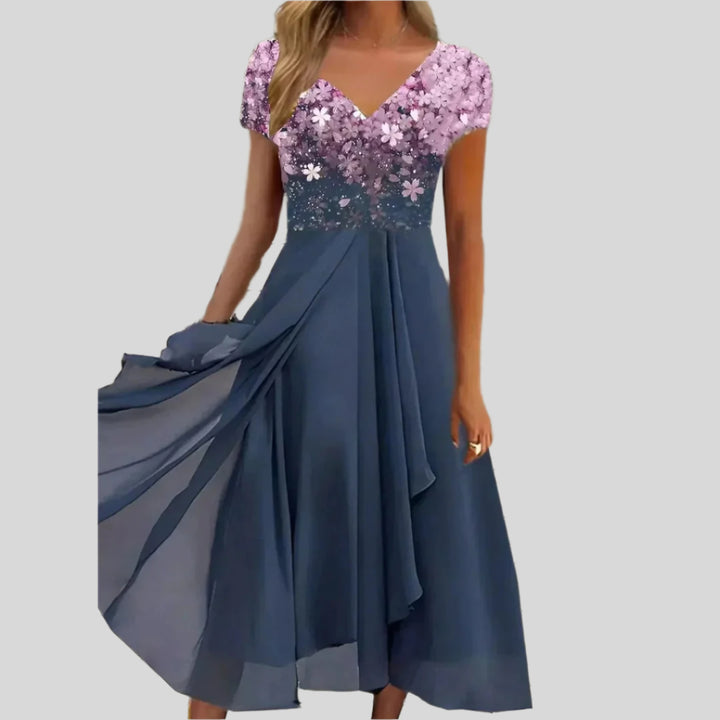 Onyxia | Damen Modernes Blumenkleid | Midi