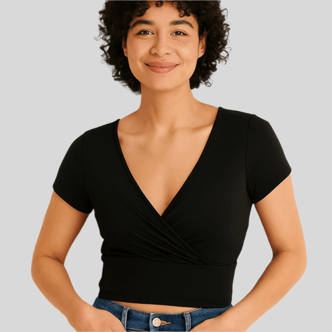 Elegantes Crop-Top mit V-Ausschnitt | Kurzarm