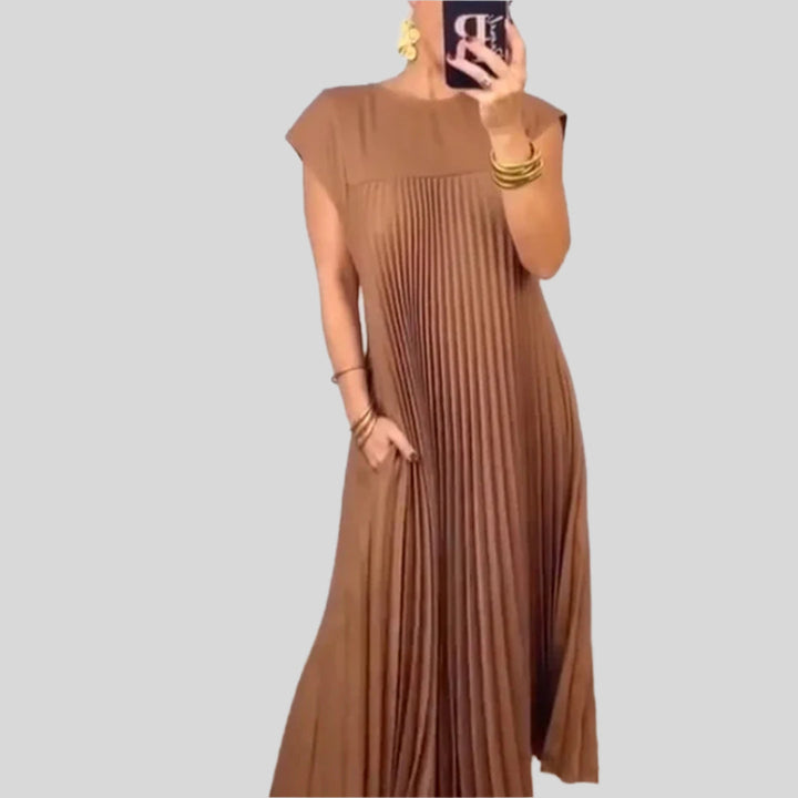 Claudia | Damen Elegant Plissee Kleid | Midi