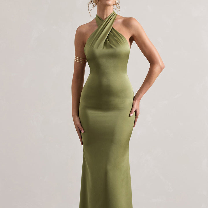 Ärmelloses Neckholder-Kleid | Lang