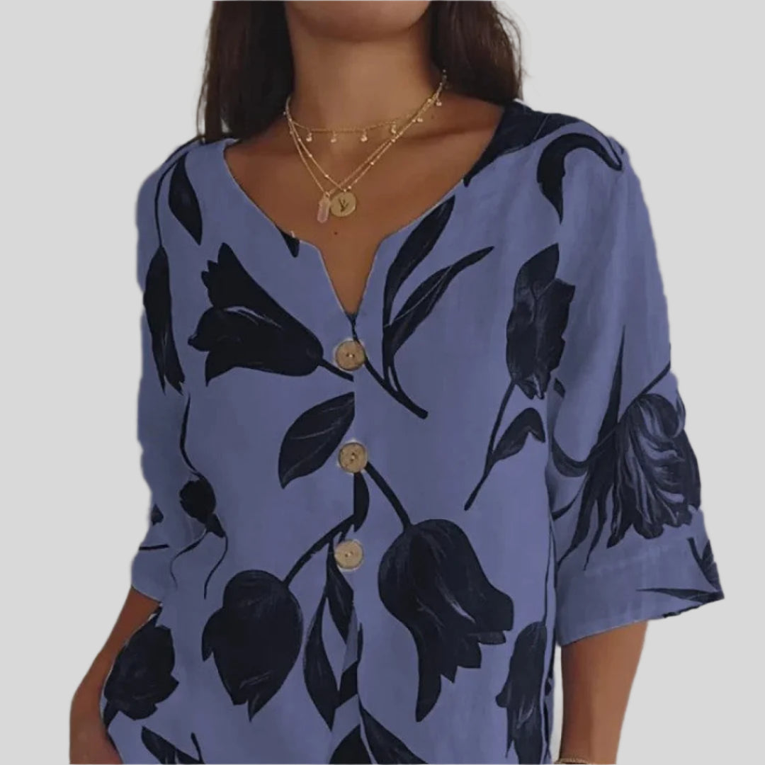 Margit | Damen V-Ausschnitt Sommer Shirt | Leicht
