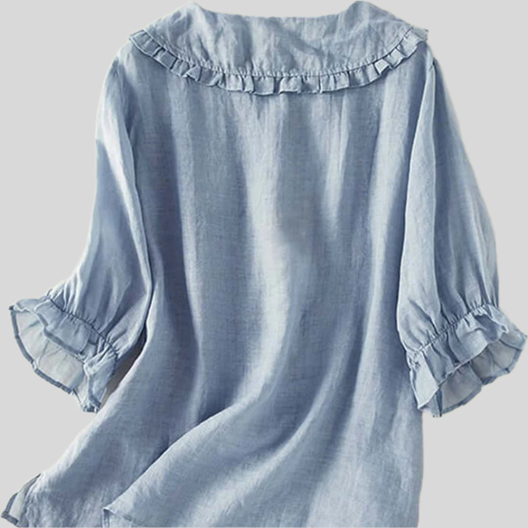 Elegantes Hemd mit Rüschenausschnitt | Lässig