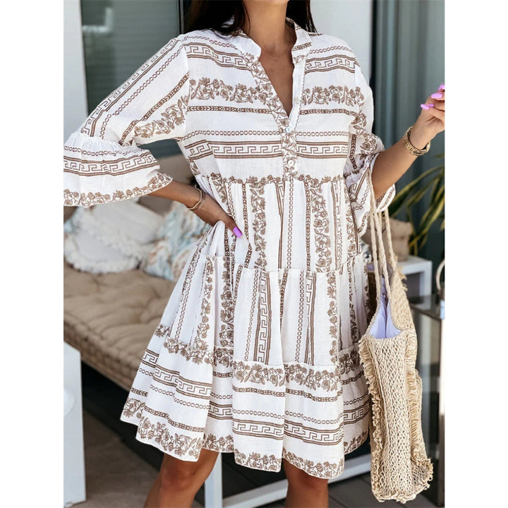 Estelene | Damen Modernes Sommerkleid Mit kurzen Ärmeln | Midi