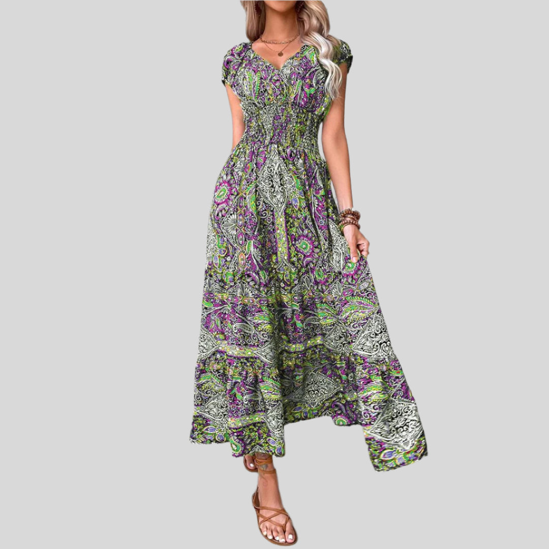 Bohemian Bedrucktes Ibiza-Kleid | Maxi